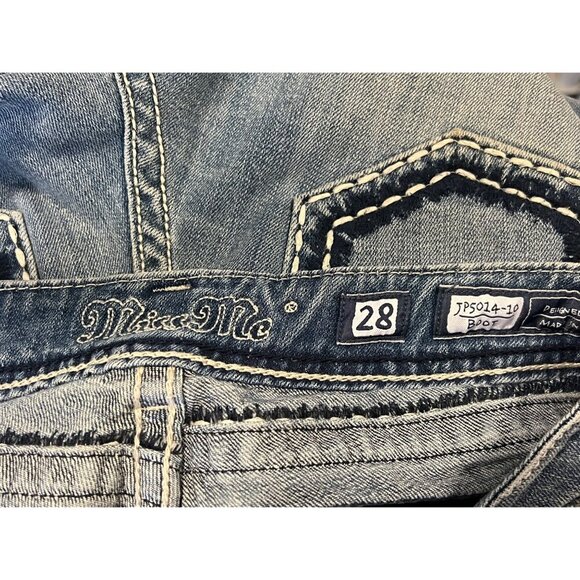 Miss Me Womens Boot Cut Jeans Size 28 Distressed Jewel Stretch Denim Y2K EUC - Picture 9 of 12